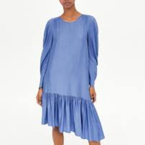 navy blue dress for baby girl Zara denim asymmetric dress main image 1
